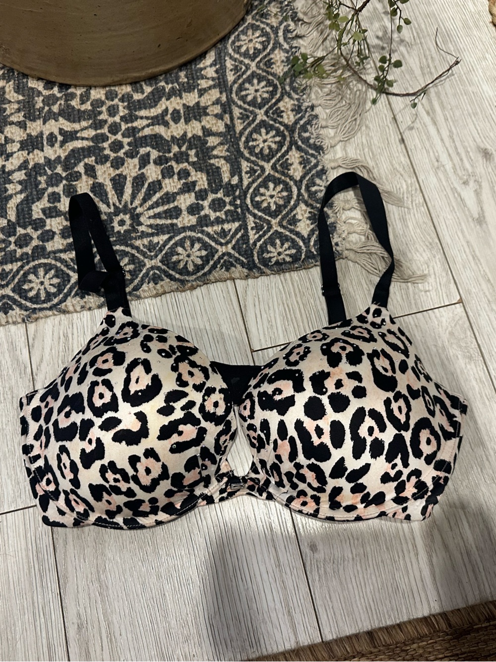 Victoria's Secret Pink Leopard-Trim Push-Up Bra 36DD